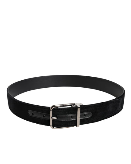 Dolce & Gabbana Black Cotton Silver Metal Buckle Belt