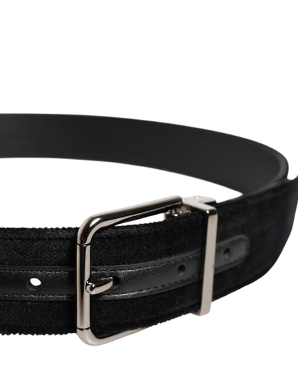 Dolce & Gabbana Black Cotton Silver Metal Buckle Belt