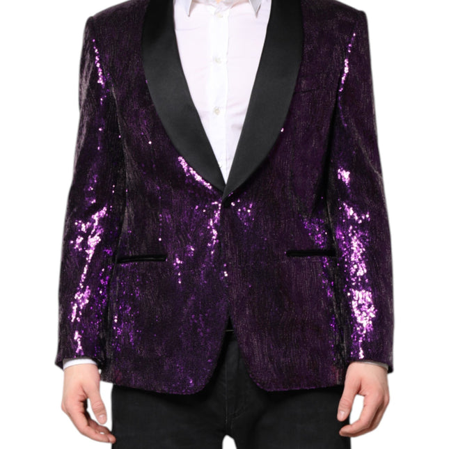Dolce & Gabbana Purple SICILIA Sequin Embellish Coat Jacket