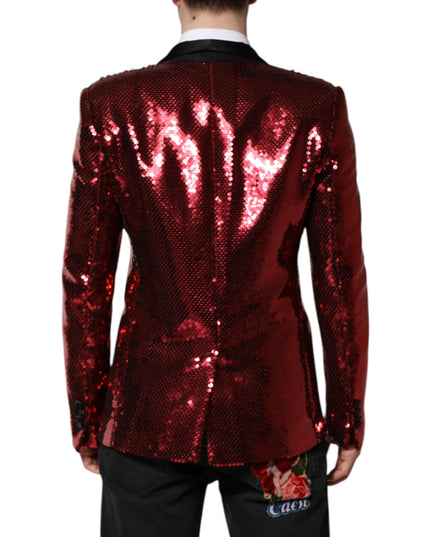 Dolce & Gabbana Red SICILIA Sequin Embellish Blazer Jacket
