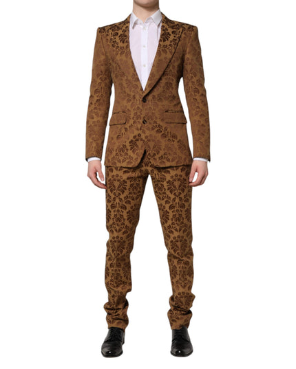 Dolce & Gabbana Brown Floral Jacquard SICILIA 2 Piece Suit