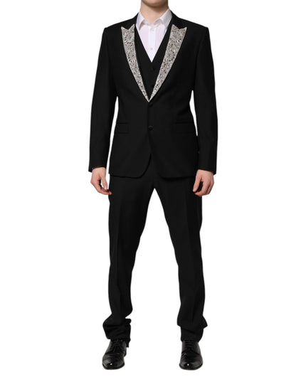 Dolce & Gabbana Black MARTINI Crystal Embellished 3 Pc Suit