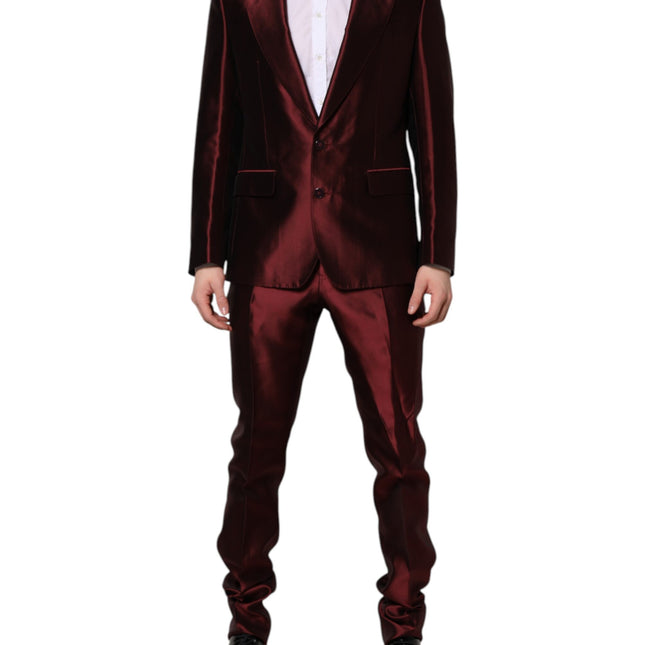 Dolce & Gabbana Bordeaux Silk 2 Piece Single Breasted Suit