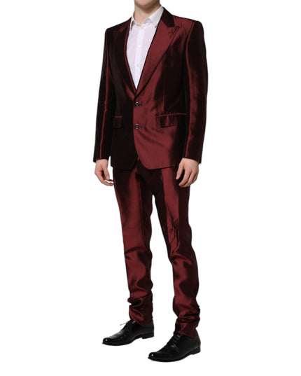 Dolce & Gabbana Bordeaux Silk 2 Piece Single Breasted Suit