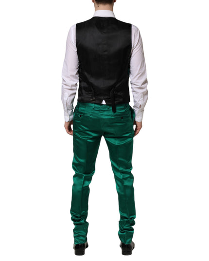 Dolce & Gabbana Green Silk 3 Piece Single Breasted Suit