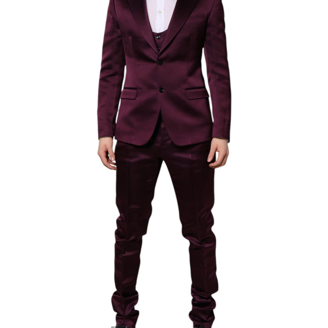 Dolce & Gabbana Dark Purple Silk 3Piece Single Breasted Suit