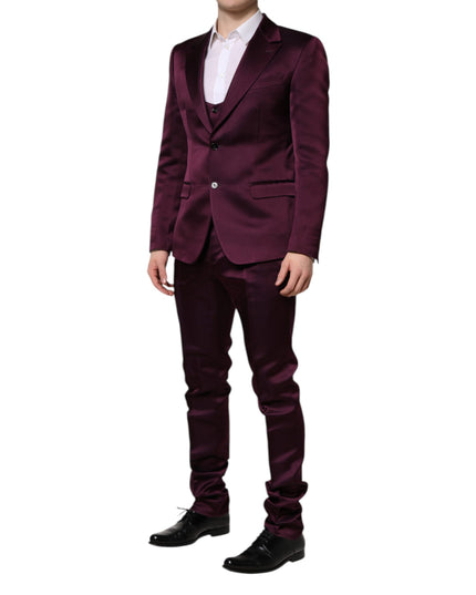 Dolce & Gabbana Dark Purple Silk 3Piece Single Breasted Suit