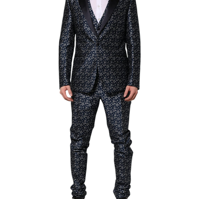 Dolce & Gabbana Blue MARTINI Star Jacquard 3 Piece Suit