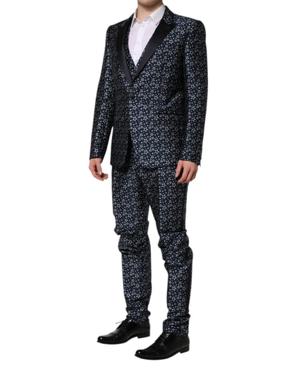 Dolce & Gabbana Blue MARTINI Star Jacquard 3 Piece Suit