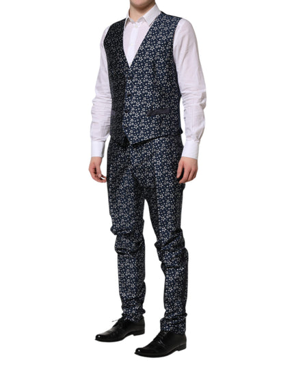 Dolce & Gabbana Blue MARTINI Star Jacquard 3 Piece Suit