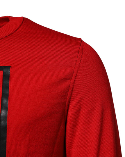 Dolce & Gabbana Red Eye Print Crew Neck Men Pullover Sweater