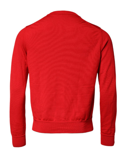 Dolce & Gabbana Red Eye Print Crew Neck Men Pullover Sweater