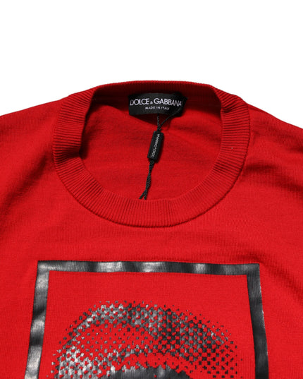 Dolce & Gabbana Red Eye Print Crew Neck Men Pullover Sweater