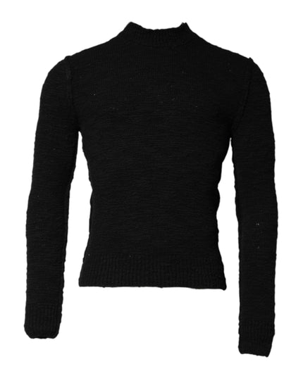 Dolce & Gabbana Black Wool Knit Crew Neck Pullover Sweater