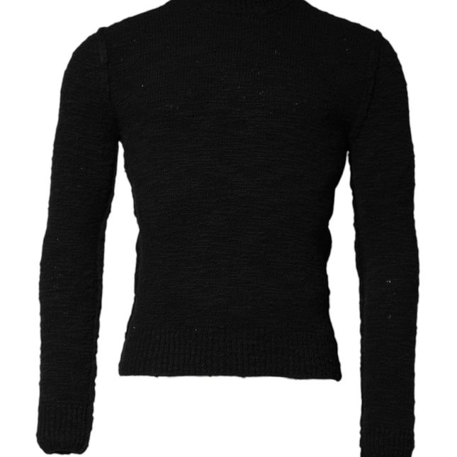 Dolce & Gabbana Black Wool Knit Crew Neck Pullover Sweater