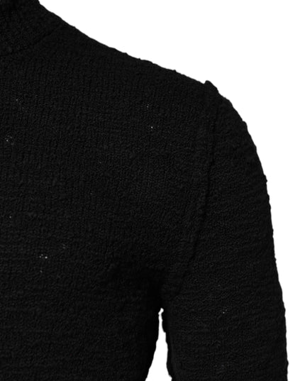 Dolce & Gabbana Black Wool Knit Crew Neck Pullover Sweater