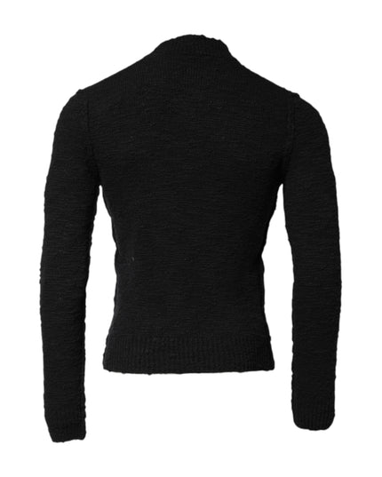 Dolce & Gabbana Black Wool Knit Crew Neck Pullover Sweater