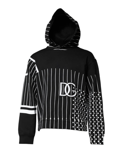 Dolce & Gabbana Black White Stripe Hooded Sweatshirt Sweater
