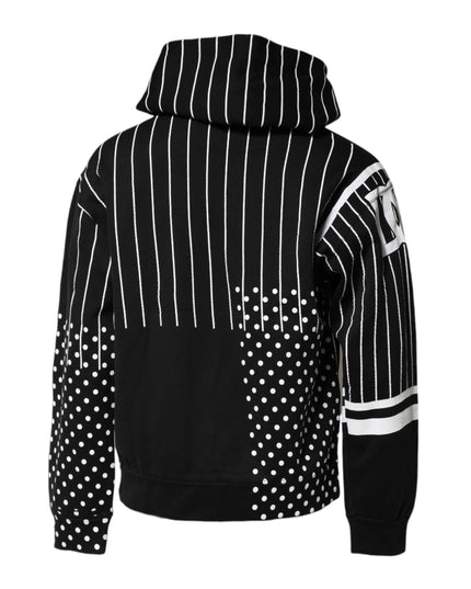 Dolce & Gabbana Black White Stripe Hooded Sweatshirt Sweater