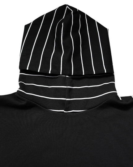 Dolce & Gabbana Black White Stripe Hooded Sweatshirt Sweater