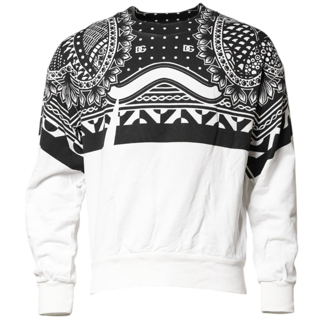 Dolce & Gabbana Black White Bandana Cotton Men Sweatshirt Sweater