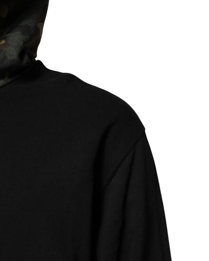 Dolce & Gabbana Black Camouflage Hooded Sweatshirt Sweater