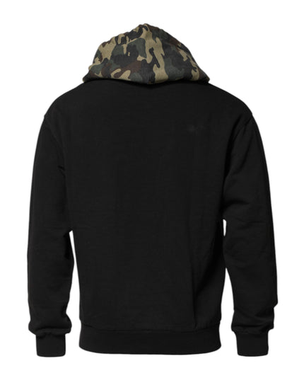 Dolce & Gabbana Black Camouflage Hooded Sweatshirt Sweater