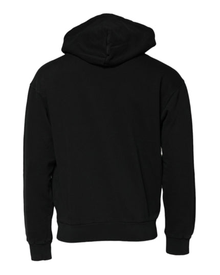 Dolce & Gabbana Black Logo Full Zip Hooded Men Sweatshirt Sweater
