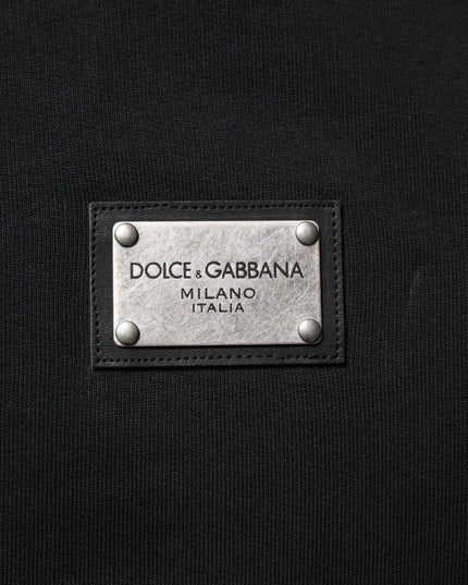 Dolce & Gabbana Black Logo Full Zip Hooded Men Sweatshirt Sweater