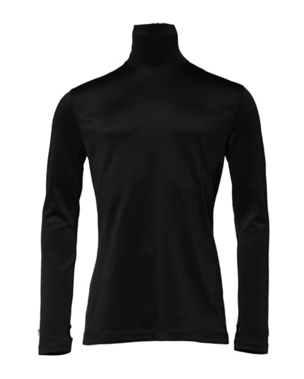 Dolce & Gabbana Black Polyester Turtleneck Pullover Sweater