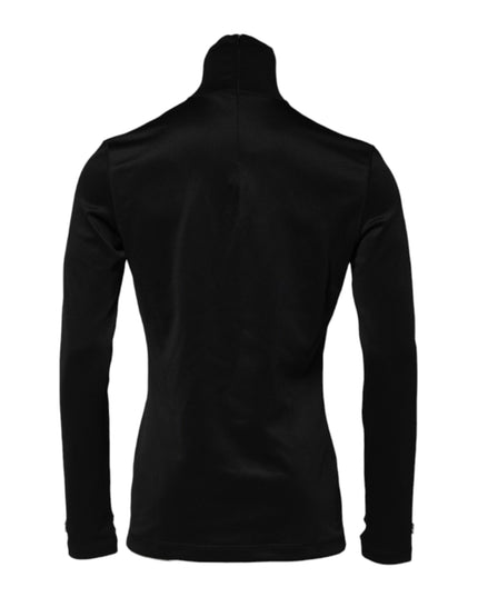 Dolce & Gabbana Black Polyester Turtleneck Pullover Sweater