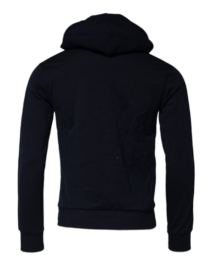 Dolce & Gabbana Black Crown Cotton Hooded Sweatshirt Sweater