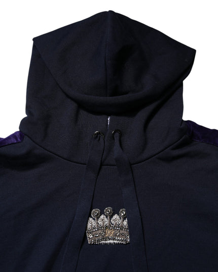 Dolce & Gabbana Black Crown Cotton Hooded Sweatshirt Sweater