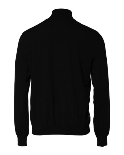 Dolce & Gabbana Black White Bandana Print Full Zip Sweater