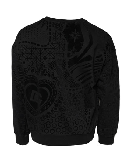 Dolce & Gabbana Black Printed Crew Neck Sweatshirt Sweater