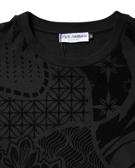 Dolce & Gabbana Black Printed Crew Neck Sweatshirt Sweater