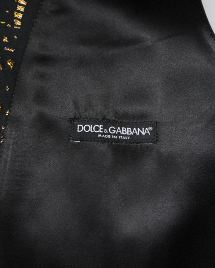 Dolce & Gabbana Black Lurex Dress Formal Men Waistcoat Vest