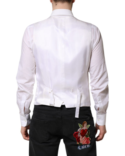 Dolce & Gabbana White Sequined Dress Formal Waistcoat Vest