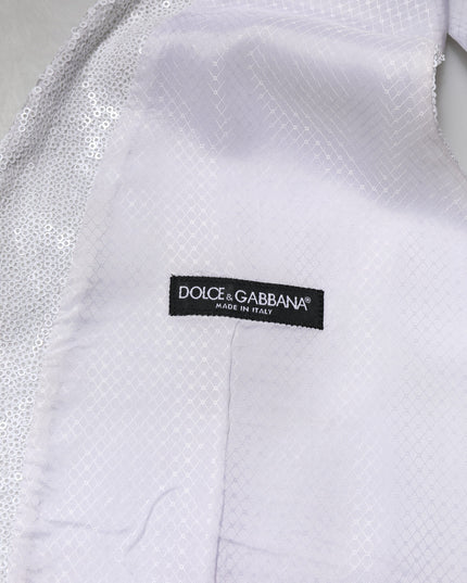 Dolce & Gabbana White Sequined Dress Formal Waistcoat Vest