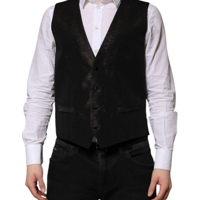 Dolce & Gabbana Dark Brown Dress Formal Men Waistcoat Vest