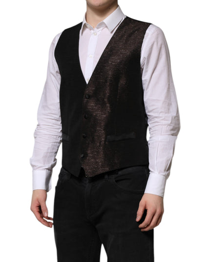 Dolce & Gabbana Dark Brown Dress Formal Men Waistcoat Vest