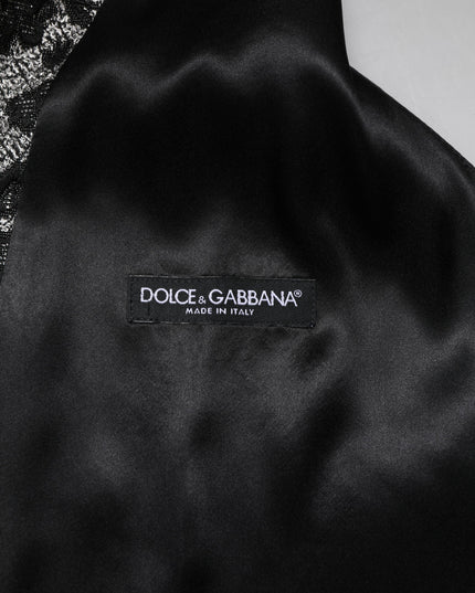 Dolce & Gabbana Black Gray Brocade Formal Men Waistcoat Vest