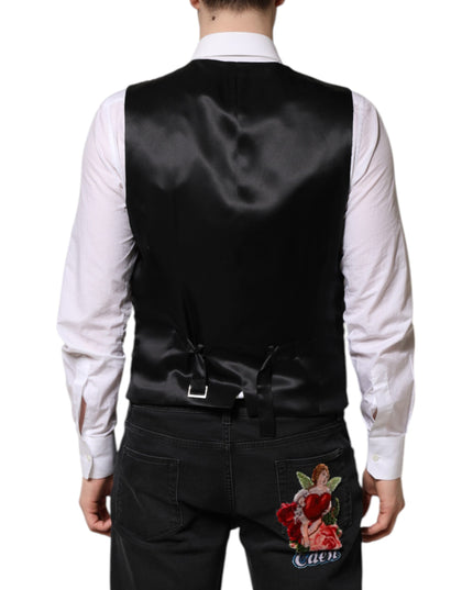 Dolce & Gabbana Red Floral Brocade Formal Men Waistcoat Vest