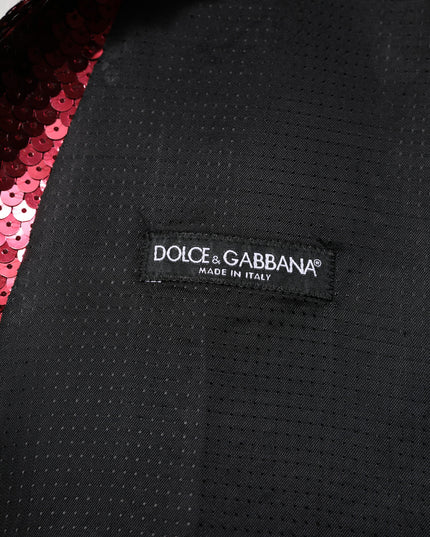 Dolce & Gabbana Red Sequined Dress Formal Men Waistcoat Vest