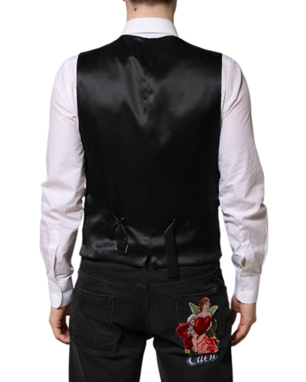 Dolce & Gabbana Pink Floral Satin Formal Men Waistcoat Vest