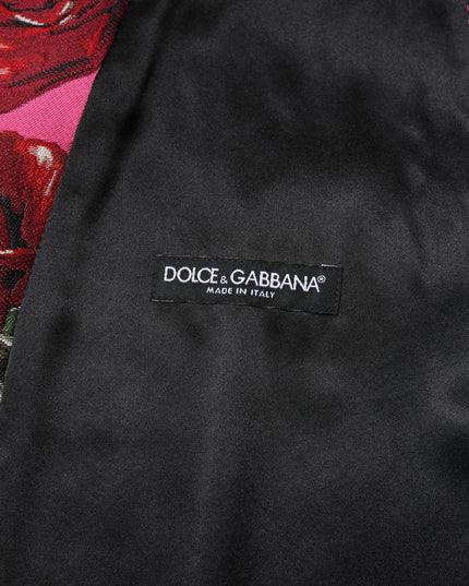 Dolce & Gabbana Pink Floral Satin Formal Men Waistcoat Vest