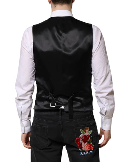 Dolce & Gabbana Red Black Stripe Dress Formal Waistcoat Vest