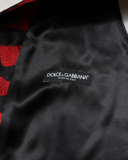 Dolce & Gabbana Red Black Stripe Dress Formal Waistcoat Vest