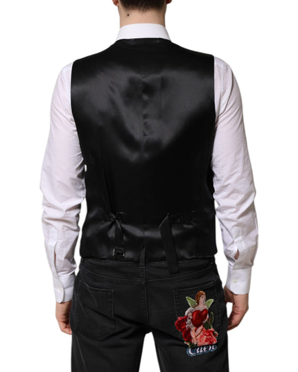 Dolce & Gabbana Black Wool Dress Formal Men Waistcoat Vest