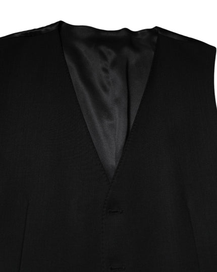 Dolce & Gabbana Black Wool Dress Formal Men Waistcoat Vest
